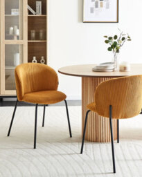 Beliani Set Of 2 Dining Chairs Miles Corduroy Orange - thumbnail 2
