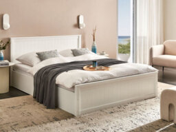 Beliani Ottoman Bed Pine Wood Lambres 160 X 200 Cm (Eu King Size) White - thumbnail 2