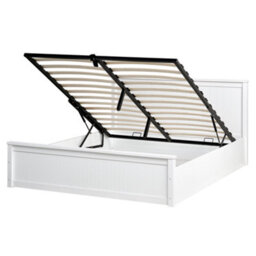 Beliani Ottoman Bed Pine Wood Lambres 160 X 200 Cm (Eu King Size) White - thumbnail 1