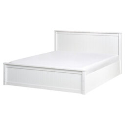 Beliani Ottoman Bed Pine Wood Lambres 160 X 200 Cm (Eu King Size) White - thumbnail 5