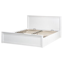 Beliani Ottoman Bed Pine Wood Lambres 160 X 200 Cm (Eu King Size) White - thumbnail 4