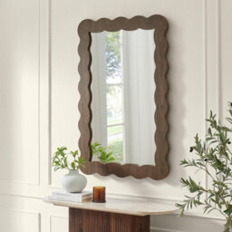 Furniturebox Uk Wiggle Walnut Wood Long Rectangle 120X80Cm Wall Mirror