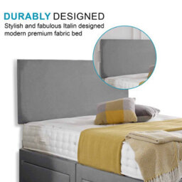 Dining Tables Classic Premium Crushed Velvet Fabric Divan Bed Set With 2 Drawers On Same Side - King - Shark Grey - thumbnail 3