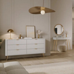 Arte Lante Dressing Table 100 Cm In White - Sleek Compact Vanity With Drawer And Metal Accents - thumbnail 2
