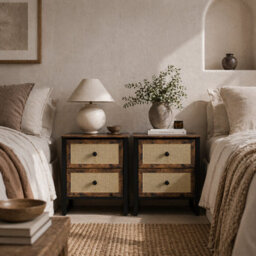 Wyld Haus Lamilu Vesa Set Of 2 Rustic Brown Industrial Bedside Tables 2 Drawers, L50 X D30 X H60Cm - thumbnail 1