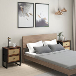 Wyld Haus Lamilu Vesa Set Of 2 Rustic Brown Industrial Bedside Tables 2 Drawers, L50 X D30 X H60Cm - thumbnail 3