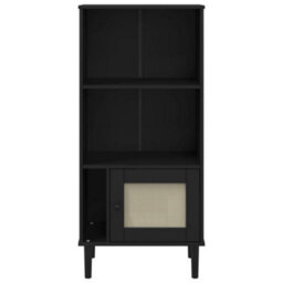 Berkfield Bookcase Senja Rattan Look Black 60X35X130 Cm Solid Wood Pine - thumbnail 5