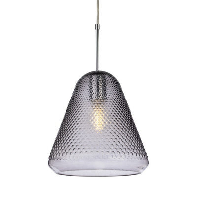 Luminosa Lighting Luminosa Fortune Dome Pendant Chrome With Smoked Decorative Glass 1Xe27