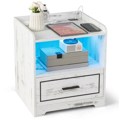 Led Nightstand Smart Bedside Table Cabinet Side End Table Storage Living Room - image 1
