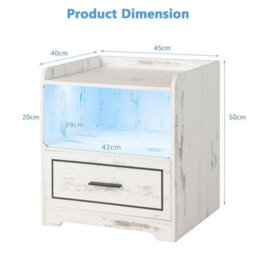 Led Nightstand Smart Bedside Table Cabinet Side End Table Storage Living Room - thumbnail 2