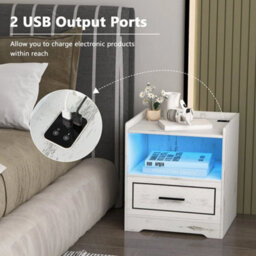 Led Nightstand Smart Bedside Table Cabinet Side End Table Storage Living Room - thumbnail 6