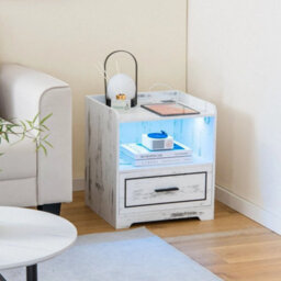 Led Nightstand Smart Bedside Table Cabinet Side End Table Storage Living Room - thumbnail 4