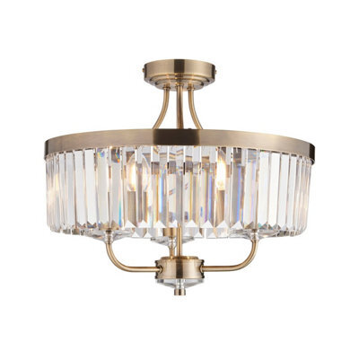 Luminosa Lighting Luminosa Ascoli Ceiling Light Antique Brass Plate, Clear Cut Glass - image 1