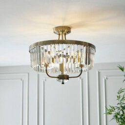 Luminosa Lighting Luminosa Ascoli Ceiling Light Antique Brass Plate, Clear Cut Glass - thumbnail 3