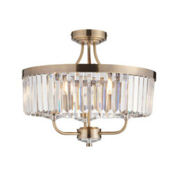Luminosa Lighting Luminosa Ascoli Ceiling Light Antique Brass Plate, Clear Cut Glass - thumbnail 1
