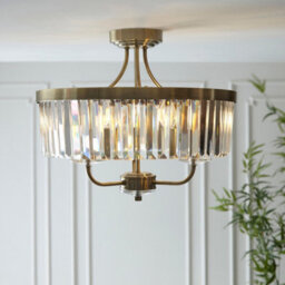 Luminosa Lighting Luminosa Ascoli Ceiling Light Antique Brass Plate, Clear Cut Glass - thumbnail 4