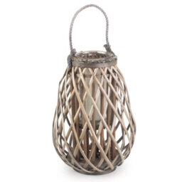 Red Hamper H160 Wicker Split Grey Willow Raindrop Lantern - thumbnail 1
