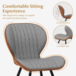Gainoom 2Pcs Grey Armless Dining Chair Modern Accent Chairs Upholstered Leisure Chair - thumbnail 5