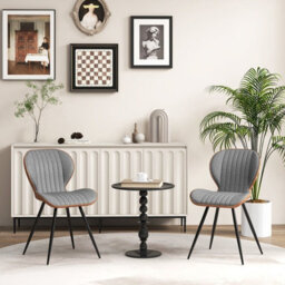 Gainoom 2Pcs Grey Armless Dining Chair Modern Accent Chairs Upholstered Leisure Chair - thumbnail 8