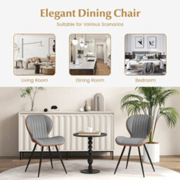 Gainoom 2Pcs Grey Armless Dining Chair Modern Accent Chairs Upholstered Leisure Chair - thumbnail 4