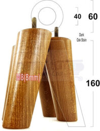 L&F Wood Furniture Feet 160mm High Dark Oak Stain Replacement Furniture Legs Set Of 4 Sofas Chairs Stools M8 - thumbnail 1