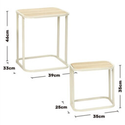 Nesting Coffee Tables 2 Rectangular Side Table Cream - thumbnail 2