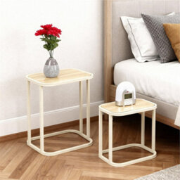 Nesting Coffee Tables 2 Rectangular Side Table Cream