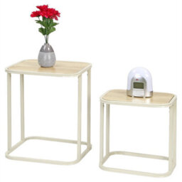 Nesting Coffee Tables 2 Rectangular Side Table Cream - thumbnail 5