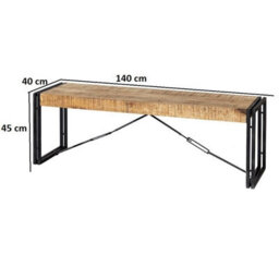 Buttercup Farm Cosmo Industrial Bench - Solid Mango Wood/metal - L40 X W140 X H45 Cm - thumbnail 4