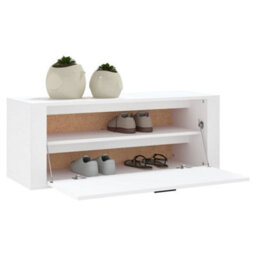 Berkfield Wall Shoe Cabinet White 100X35X38 Cm Engineered Wood - thumbnail 4