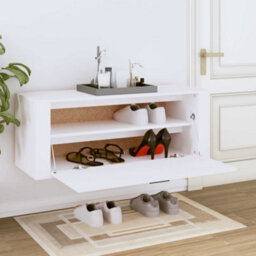 Berkfield Wall Shoe Cabinet White 100X35X38 Cm Engineered Wood - thumbnail 3