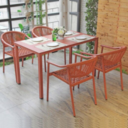 UK Leisure World Rattan Corner Raising Table Dining Coffee Wicker Garden Outdoor Furniture Grey - thumbnail 1