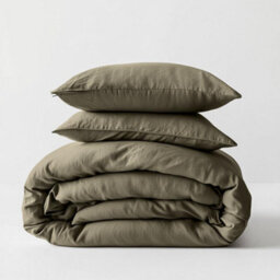 Where Saints Go Ltd Duvet Cover & Pillowcase Set - Moss Green - Washed Cotton - Single - thumbnail 4