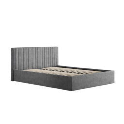Wyld Haus Dublin Silver 5Ft King Velvet Ottoman Bed With Ribbed Headboard - thumbnail 1