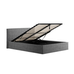 Wyld Haus Dublin Silver 5Ft King Velvet Ottoman Bed With Ribbed Headboard - thumbnail 3