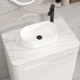 Royal Bathrooms Venice 700mm Gloss White Freestanding Bathroom Countertop Vanity Unit 2 Door With Lyon Basin - thumbnail 6