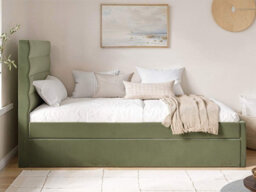 Flair Ari Upholstered Single Bed With Trundle Olive Green Velvet - thumbnail 3