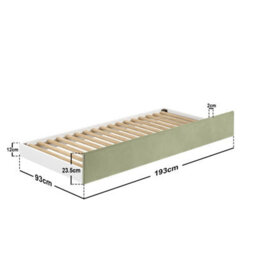 Flair Ari Upholstered Single Bed With Trundle Olive Green Velvet - thumbnail 7