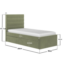 Flair Ari Upholstered Single Bed With Trundle Olive Green Velvet - thumbnail 6