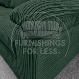 Furnishings For Less UK Delta Large Long Narrow Green 5 Seater Corner Sofa Right Hand Facing Jumbo Cord L Shape - thumbnail 3