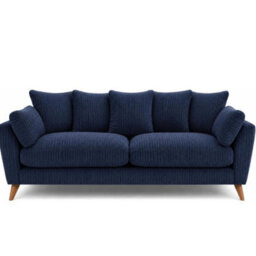 BlissFurniture Ltd Bliss Furniture Harlow Jumbo Cord 3 Seater Sofa, Modern Tailored Design, Plush Seating Ribbed Texture In Blue