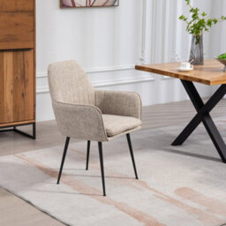 Set Of 2 Carrara Fabric Dining Chairs - Brown - thumbnail 3