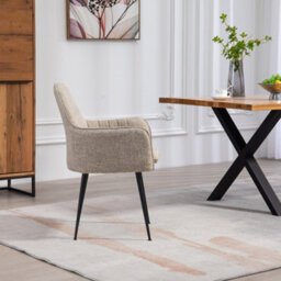 Set Of 2 Carrara Fabric Dining Chairs - Brown - thumbnail 4