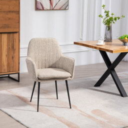 Set Of 2 Carrara Fabric Dining Chairs - Brown - thumbnail 2