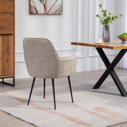 Set Of 2 Carrara Fabric Dining Chairs - Brown - thumbnail 5