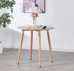 Life Interiors 5Pcs Dining Set - An Oak Round Dining Table & Set Of 4 Grey Lorenzo Tulip Chairs With Padded Seat - thumbnail 3