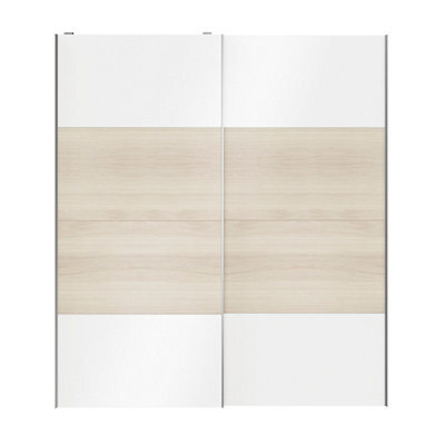 GoodHome Atomia Contemporary Panelled Without Mirror Doors White Oak Effect High Gloss 2 Door Sliding Wardrobe Door Kit (H)2250mm (W)2000mm - image 1