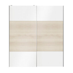 GoodHome Atomia Contemporary Panelled Without Mirror Doors White Oak Effect High Gloss 2 Door Sliding Wardrobe Door Kit (H)2250mm (W)2000mm - thumbnail 1