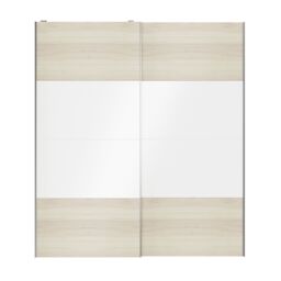 GoodHome Atomia Contemporary Panelled Without Mirror Doors White Oak Effect High Gloss 2 Door Sliding Wardrobe Door Kit (H)2250mm (W)2000mm - thumbnail 3