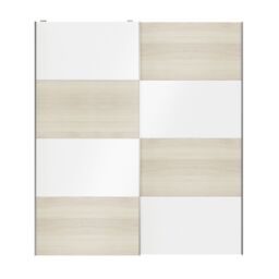GoodHome Atomia Contemporary Panelled Without Mirror Doors White Oak Effect High Gloss 2 Door Sliding Wardrobe Door Kit (H)2250mm (W)2000mm - thumbnail 4
